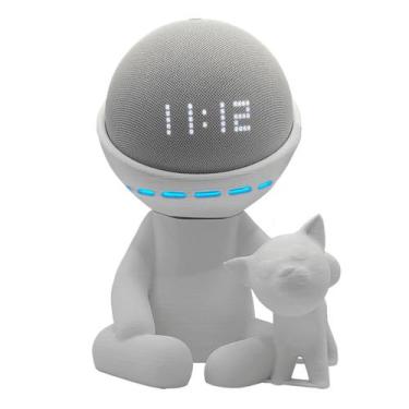 Imagem de Suporte Alexa Echo Dot - Robert Com Gatinho Amazon - 3D Think BR, Cinz