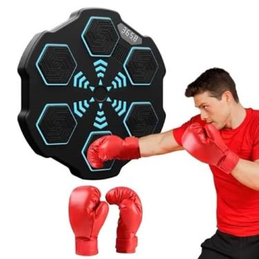 Imagem de TLTDSMY Máquina de boxe musical, máquina de boxe inteligente montada na parede com tela de LED, treinador de boxe, pontos piscando aleatoriamente para fitness, melhora a agilidade