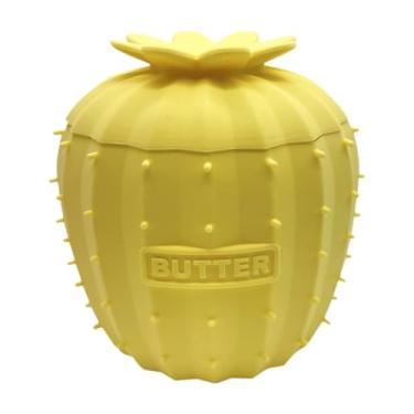 Imagem de YWJLQH Fresco de manteiga de manteiga fresca Crock Silicone portátil com tampa de tampa Recipiente de Keeper para apartamento Cafe , Amarelo