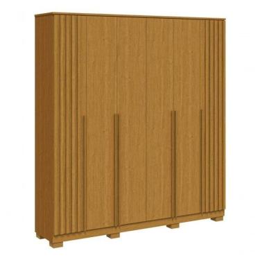 Imagem de Guarda Roupa Emirados Casal 6 Portas Ripado E 4 Gavetas 100% Mdf – Linhamobilia Cinamomo