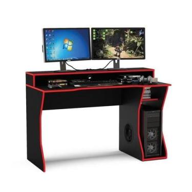 Imagem de Mesa gamer Fremont para 2 monitores Politorno, Preto/Vermelho