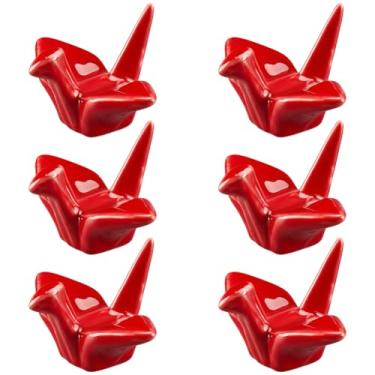 Imagem de CRASPIRE 6 peças de suportes de pauzinhos de cerâmica pauzinhos vermelhos descansam papel guindaste suporte de pauzinhos caligrafia utensílios de descanso suporte de talheres para decoração de mesa de