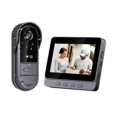 Imagem de Câmera de campainha TKMARS Wireless 1080P com monitor de visão de 170