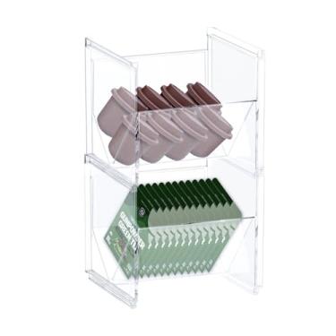 Imagem de Organizador de armazenamento de saquinhos de chá, suporte de chá empilhável transparente para lanche, recipientes de plástico para cápsulas de café para cozinha, escritório, banheiro, caixa de creme