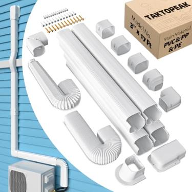 Imagem de TAKTOPEAK Kit de cobertura de linha decorativa de PVC de 7,5 cm para mini ar condicionado split sem dutos, AC central e bombas de calor - conjunto completo, sem necessidade de outras peças
