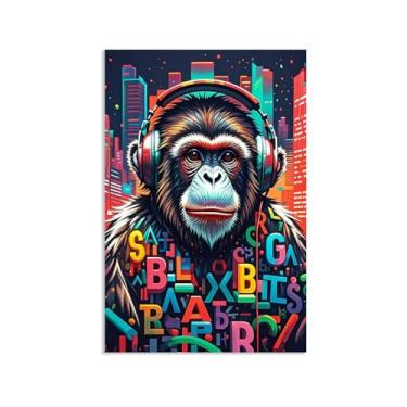 Imagem de Macaco gorila animal pintura inspiradora imagens pôsteres impressões arte cidade gorila grafite tela arte de parede banksy arte de parede para sala de estar escritório decoração de parede 85 x 60 cm