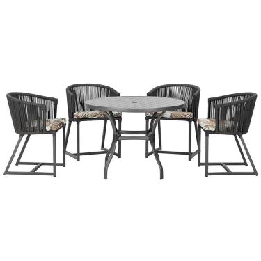 Imagem de Mesa com 4 Cadeiras de Jantar Roma 100cm e Noronha em Aluminío