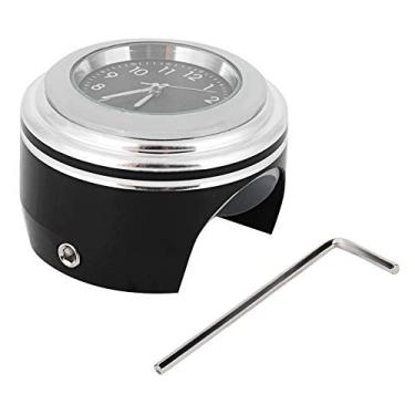 Imagem de Relógio de montagem do guidão das motocicleta Munefe, relógio de quartzo de motocicleta, relógio de mostrador preto do guidão das motocicleta para guidão de motocicleta (Dial preto de rosto branco)