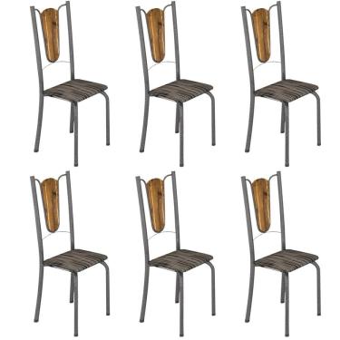 Imagem de Kit 6 Cadeiras Tubulares Júlia Soma Móveis Prata/riscas
