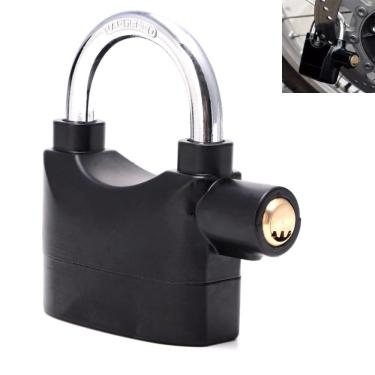 Imagem de Cadeado Com Alarme Sirene 110Db Moto Anti Furto Som Alto Segurança Casa