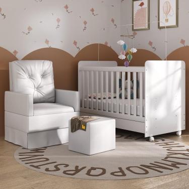 Imagem de Berço Americano 3X1 Com Poltrona De Amamentação E Puff Pimpolho Mp4083 Branco Branco