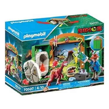 Imagem de Playmobil Dinos -Maleta Cenario Com Explorador E Dinossauro – 59 peças