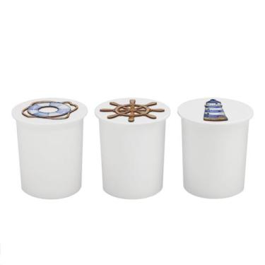 Imagem de Trio de Potes Kit Higiene Bebê Lavável Urso Marinheiro - Neném na Nuve