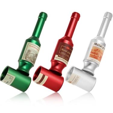 Imagem de Sivaopa Conjunto De Cachimbos Tabaco Sivanpa Com 3 Peças - Removíveis Design Garrafa Vinho, Verde, Vermelho E Prata