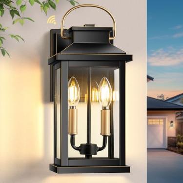 Imagem de VIANIS Grandes Luzes De Varanda Para Áreas Externas, Do Anoitecer Ao Amanhecer, Luminárias Externas Com Detalhes Em Ouro Preto, Suporte Parede Casa, Arandelas Modernas Pátio, Garagem Ônibus À Prova