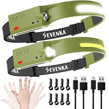 Imagem de SEVENKA 2 Faróis Recarregáveis, Lanterna De Farol Led Brilhante, Feixe Amplo 230° E Luz Spot, 1000 Lúmens, Modo Sensor, Leve 2,4 Oz Com Clipes Para Capacete, Camping