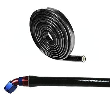 Imagem de 2" (51 mm) ID Heat Shielded Fire Thermo Armor Fire Sleeve Fibra de vidro revestida de silicone para cabos de mangueira automotiva e fiação elétrica preta, 3 pés