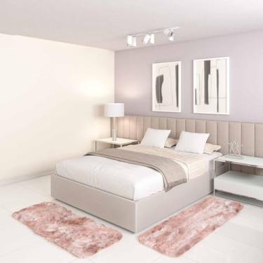 Imagem de Jogo Tapete Passadeira Quarto 2 Uni Mescla Bege 50 x 140 cm