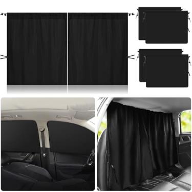 Imagem de 5 peças de persianas de janela de carro, 4 persianas de janela lateral do carro e 1 cortina divisória de assento traseiro com bolsa de armazenamento, proteção UV para janela de bebê, tela de proteção