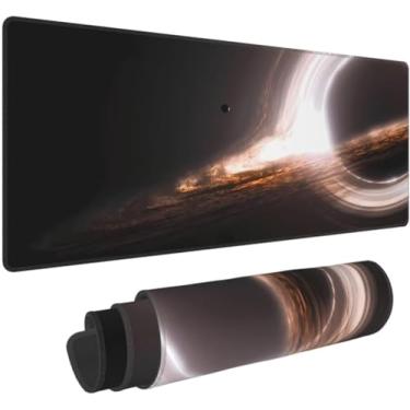 Imagem de Dujunex Interstellar Gargantua Black Hole Mouse Pad Gaming Grande Estendido Computador Mouse Mat Teclado Mesa Completa Mousepad para Jogos, Escritório, Casa 11,8 x 23,6 polegadas