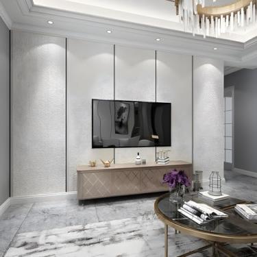 Imagem de QIQIZHL Papel de parede, papel de parede listrado de cor sólida, papel de parede minimalista liso para decoração de casa (bege)