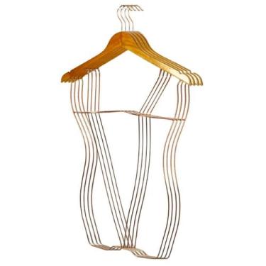 Imagem de 1 Cabide De Madeira Silhueta 3D Marfim Rose / Dourado - Luci Comércio