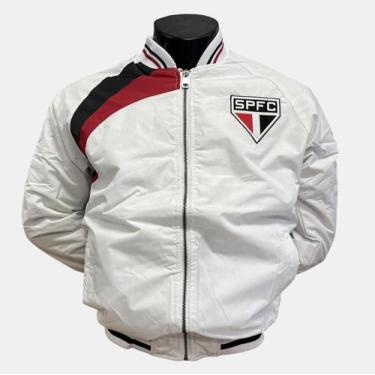 Imagem de Jaqueta SPR São Paulo Bomber Gola Alta Masculina, Branco, EGG, Masculi