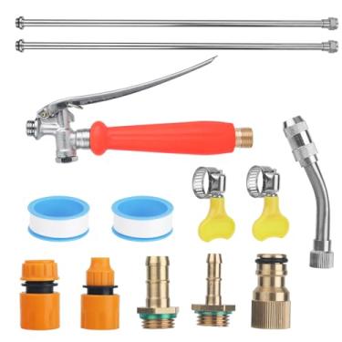 Imagem de lasuroa 112cm Kit Substituição do Pulverizador, com Conectores Rápidos de 1/4", 3/8", 1/2", Farpas Latão e Braçadeiras Mangueira Bocal Ajustável Universal Jardim Peças para Pulverizador de Bomba