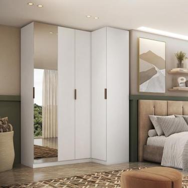 Imagem de Guarda Roupa de Canto Reto 4 Portas Espelho Altezza Clean Belmax, Bran