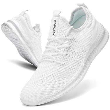 Imagem de Yytlch Tênis feminino sem cadarço para caminhada, tênis, corrida, treino, malha respirável, leve, casual, para academia, viagem, trabalho, 1 Branco, 36