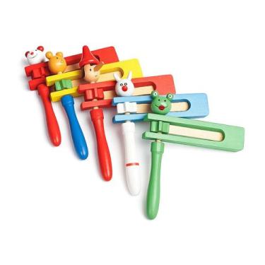 Imagem de Catraca Musical Instrumento Madeira Infantil Colorido 13cm - Toy Mix