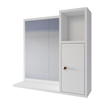 Imagem de Armário Com Espelheira Suspenso Para Banheiro Com Porta e Prateleira L