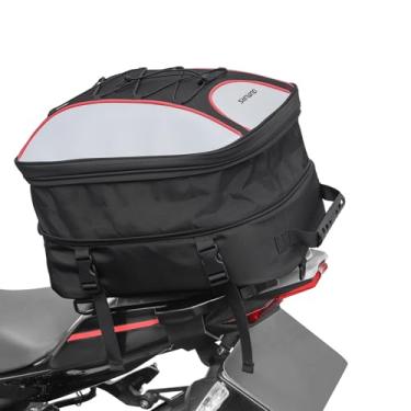 Imagem de Bolsa traseira para motocicletas, 22 a 34 L, reflexiva, Oxford, 1680D, bolsas de bagagem no banco traseiro com capa de chuva, bolsas para capacete de motocicleta, armazenamento de mochila para