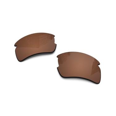 Imagem de Lentes de reposição polarizadas de 1,6 mm para óculos de sol Oakley Flak 2.0 XL OO9188 59 mm, proteção UV, lente espelhada escura, peças de reparo e kit (marrom âmbar)