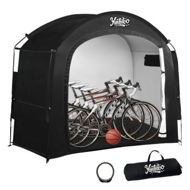 Imagem de Yanledoo Barraca de armazenamento de bicicleta, galpão ao ar livre com tecido grosso à prova d'água, 30% mais espaço superior, serve para bicicletas ou triciclos 2/3/4/5, fácil configuração, capa