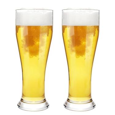Imagem de MICHELY Unbreakable Tall Pilsner Copos de Cerveja Conjunto de 2 (470 g), Copo de Cerveja Tritan Plástico Trigo Copo Copo de Cerveja