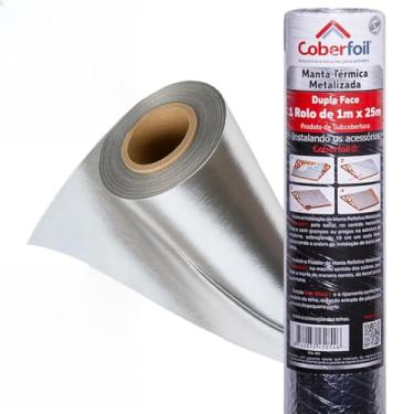 Imagem de Manta para Isolante Térmico Telhado Instalada como Subcobertura e Forro para Telhas 1mx25m² Construção Reforma Economia de Energia Ambiente Confortável Anti Goteiras Reduz Temperatura