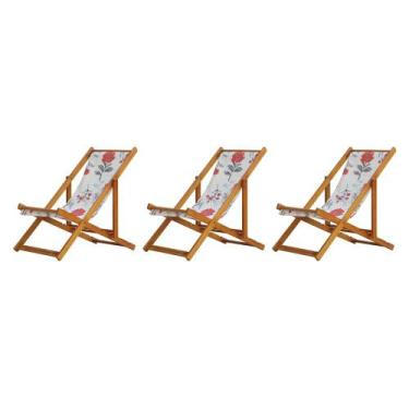 Imagem de Kit 3 Cadeiras Espreguiçadeira Preguiçosa Dobrável Sem Braço Mel - MHM