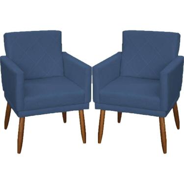 Imagem de Kit 2 Poltronas Decorativa Para Sala Recepção Beatriz Suede Cores Pé Palito Castanho
