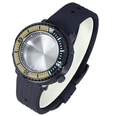 Imagem de FEIYASHI Caixa de relógio de vidro de cristal de safira preta, 100 m, à prova d'água, aço inoxidável para NH34 NH35, movimento atum, tartaruga, relógio enlatado, 12 NH35 movimento + anel capítulo