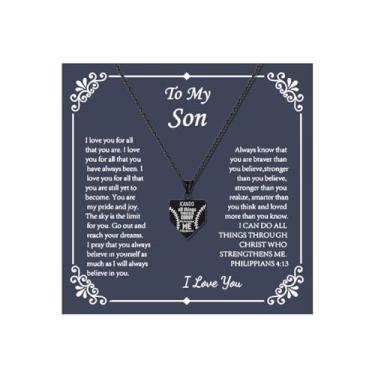 Imagem de 72ore Colar masculino com pingente de bandeira americana de beisebol e corrente preta, presente de aniversário inspirador para filho, adulto, Sem Pedra Preciosa