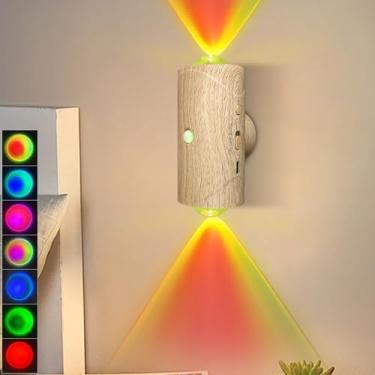 Imagem de Arandela de parede LED sem fio com mudança de cor, luz de sensor de movimento interna, arandelas de parede operadas por bateria recarregável de 1500 mAh para quarto, cabeceira, corredor, pátio