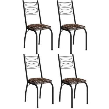 Imagem de Kit 4 Cadeiras Aço Carbono Tubular Metálica Acabamento D-25 Luana Pret