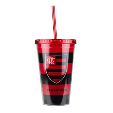 Imagem de Copo Plástico Canudo 450ml - Flamengo QH046C-5-B