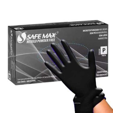 Imagem de Luva de Procedimento Nitrílica Preta Black Sem Pó C/100 Unds - Safemax