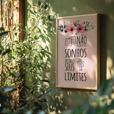 Imagem de Quadro Decorativo Não Destrua Sonhos Limites Com Moldura Frase Motivacional Superação Inspiração Decoração Quarto Sala