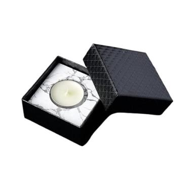 Imagem de Castiçal quadrado feito à mão com cristal de ametista – arte de pedra preciosa elegante para decoração de Halloween, meditação ou presente (cristal rosa) (pedra de pinheiro branco)