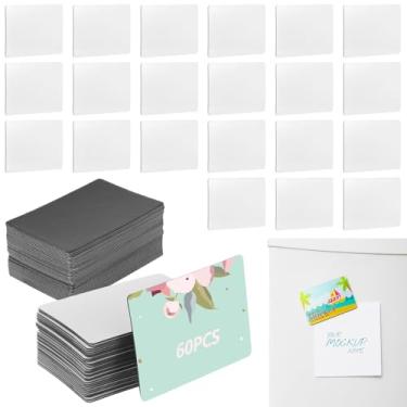 Imagem de 60 peças de adesivos de sublimação para geladeira, retângulos personalizáveis para impressão por transferência de calor, superfície lisa preta, ideal para decorações de casa e escritório