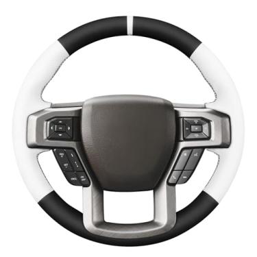 Imagem de MEWANT Capa de volante costurada à mão para Ford F-150 F150 2015-2020 / F-250 F250 2017-2022 / F-350 F350 2017-2022 / F-450 F450 2017-2022 / Expedição 201 8-2021