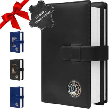 Imagem de Capa de couro genuíno para livro grande AA e 12 passos e 12 tradições | Porta-medalhão | por Galileo | Presente perfeito | Anônimo de alcóolis (liso/bolso para moedas/preto)